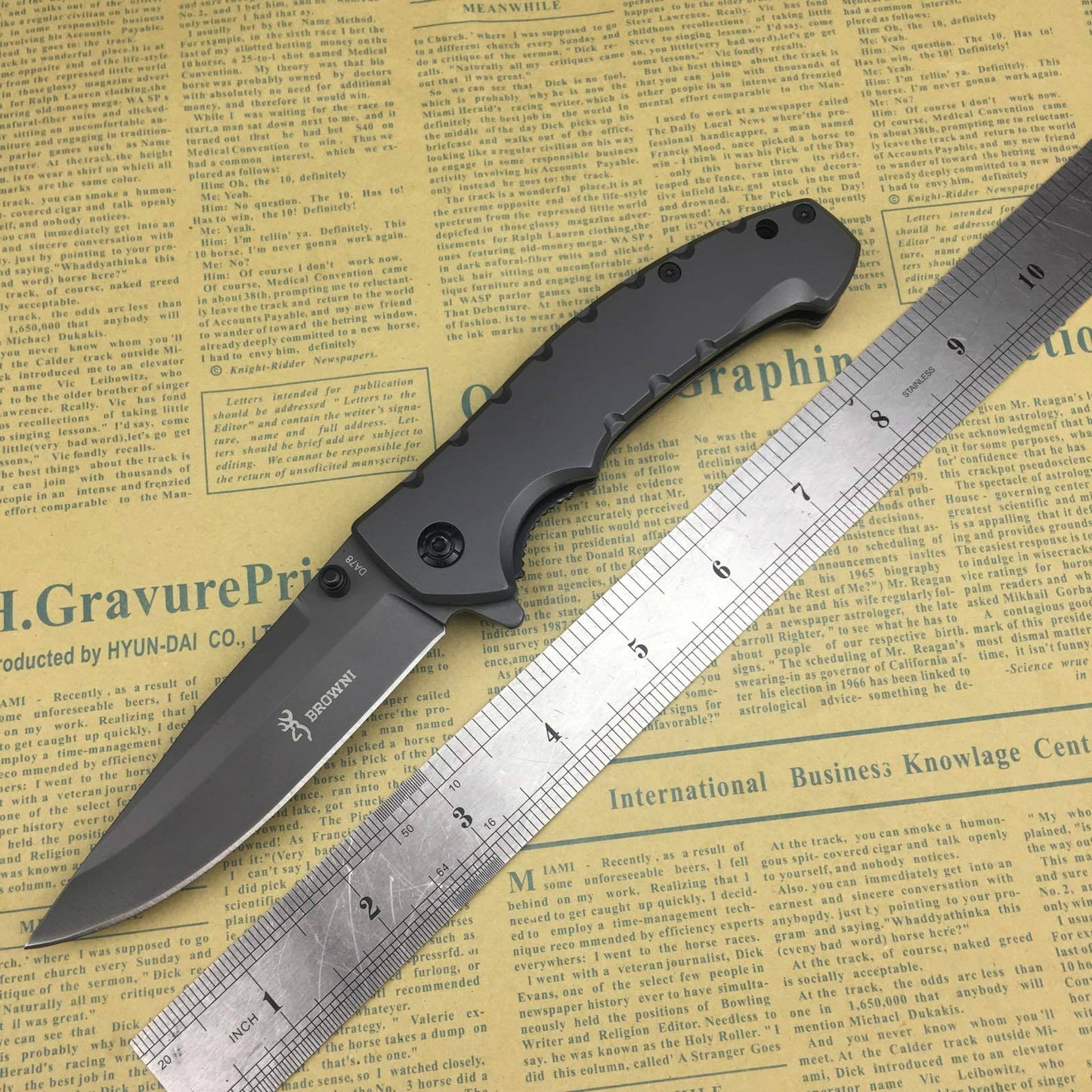 Browning Black blade folding pocket knife 5Cr15Mov tactical survival knife, camp knife, camp rescue tool grey titanium handle