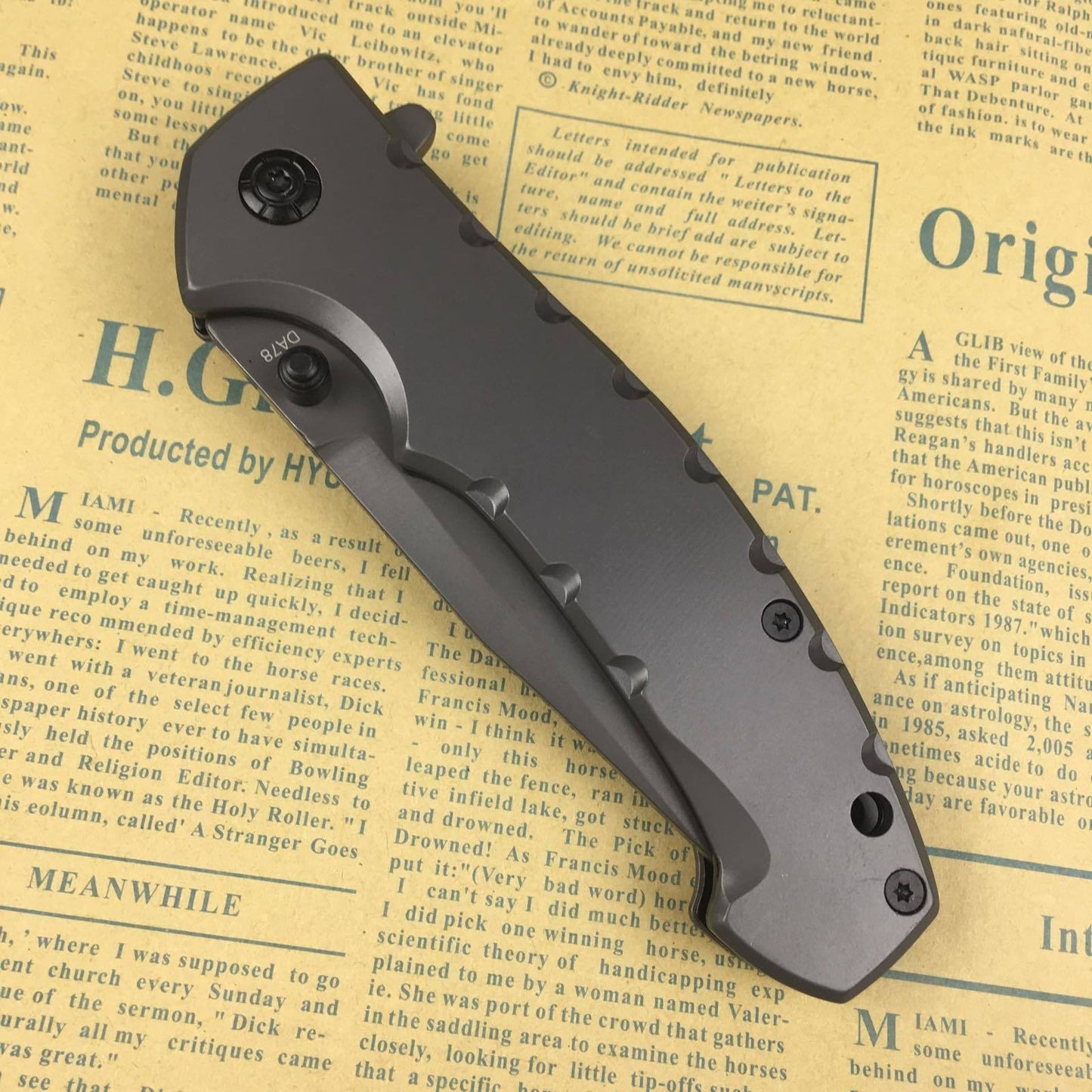 Browning Black blade folding pocket knife 5Cr15Mov tactical survival knife, camp knife, camp rescue tool grey titanium handle