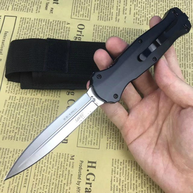 BENCHMADE Fixed knife 58-61 HRC black anodized handle fixed knife double-edged dagger with scabbard hunting service knife