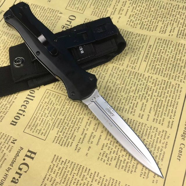 BENCHMADE Fixed knife 58-61 HRC black anodized handle fixed knife double-edged dagger with scabbard hunting service knife