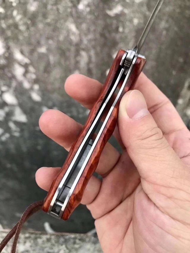 Little Damascus VG10 steel core pocket knife small pocket knife mahogany handle collect gift carry-on key chain knife