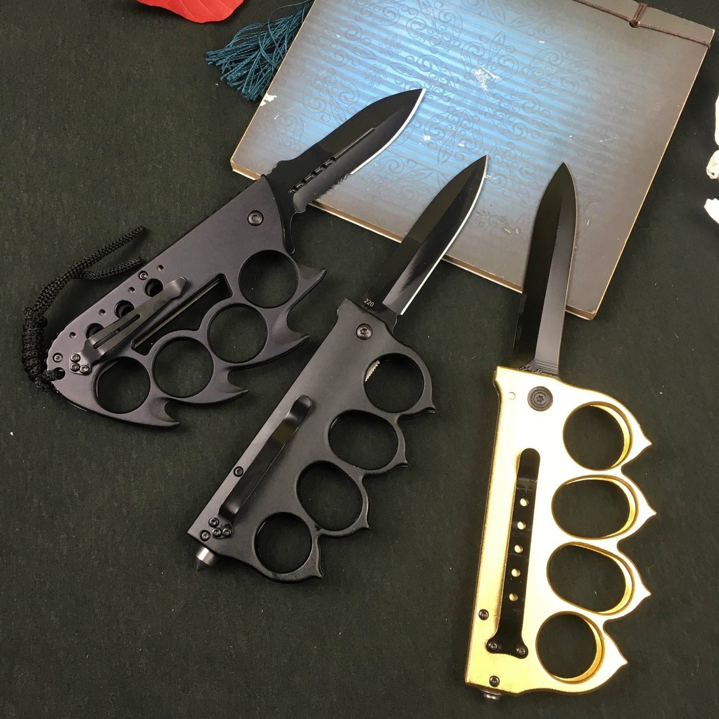 "7.5" COLD STEEL knuckle type 440C blade tactical spring assist to open folding pocket knife