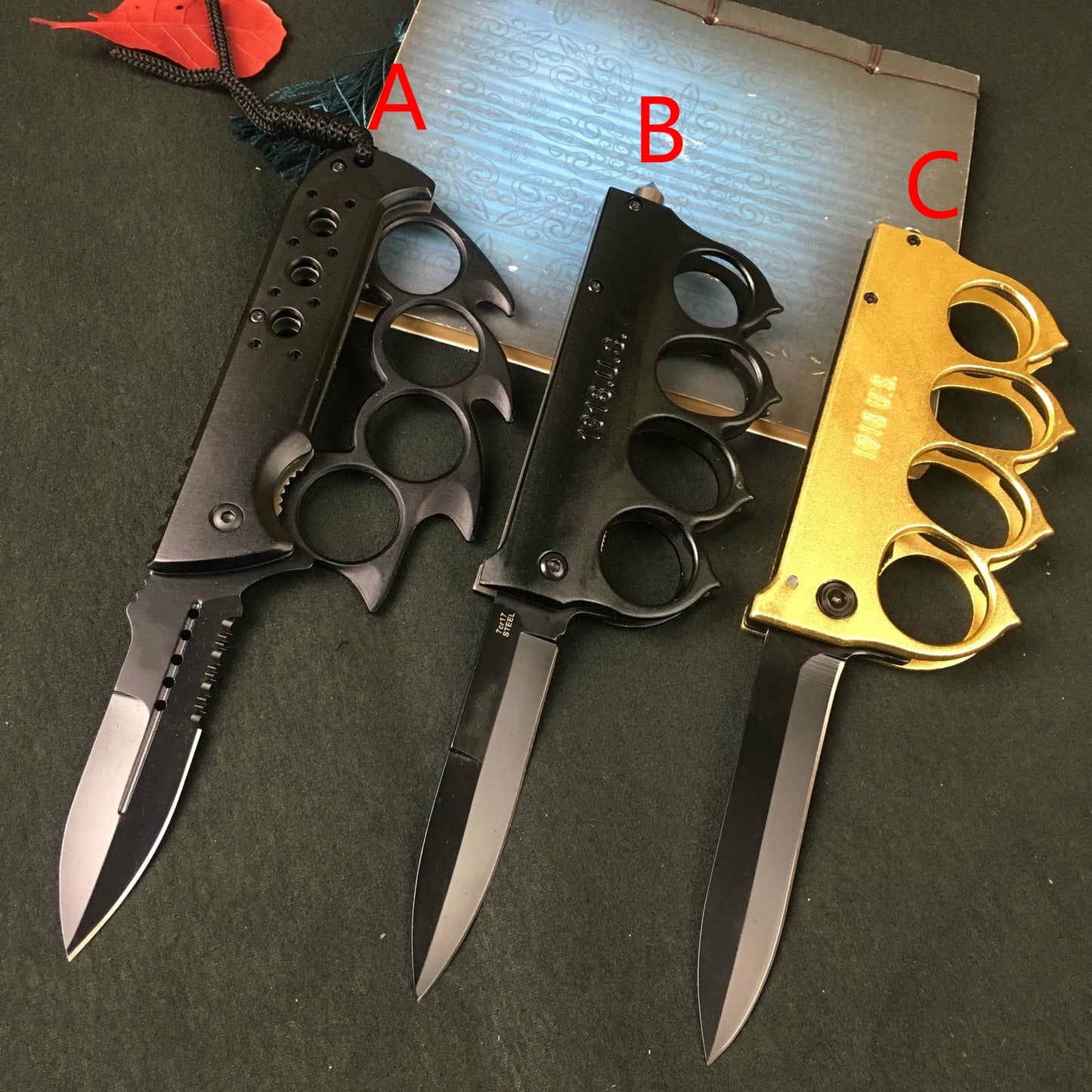 "7.5" COLD STEEL knuckle type 440C blade tactical spring assist to open folding pocket knife