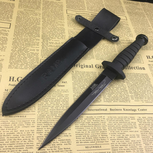 Rambo High quality military hunting knife double edged stainless steel camping knife 3Cr13 tactical knife black fixed blade