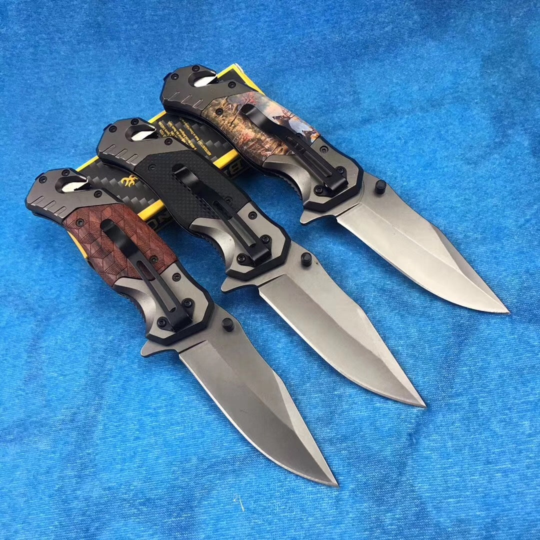 Browning Sports outdoor folding knife G10 handle fruit knife 440C knife gift knife survival tactical handle 3D printed pattern