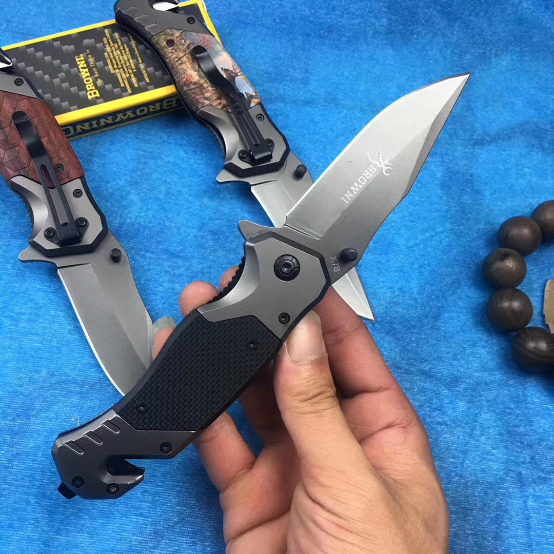Browning Sports outdoor folding knife G10 handle fruit knife 440C knife gift knife survival tactical handle 3D printed pattern