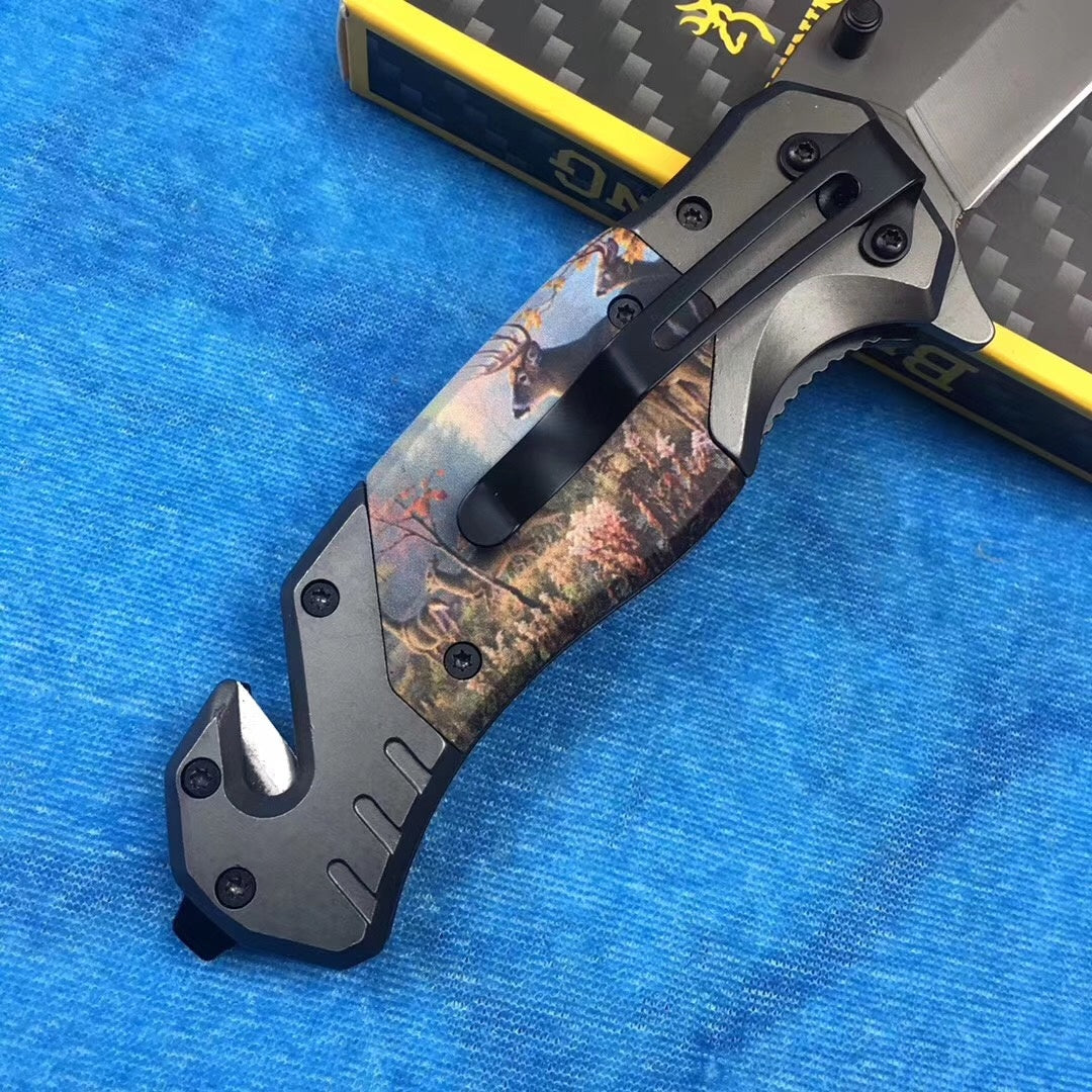Browning Sports outdoor folding knife G10 handle fruit knife 440C knife gift knife survival tactical handle 3D printed pattern