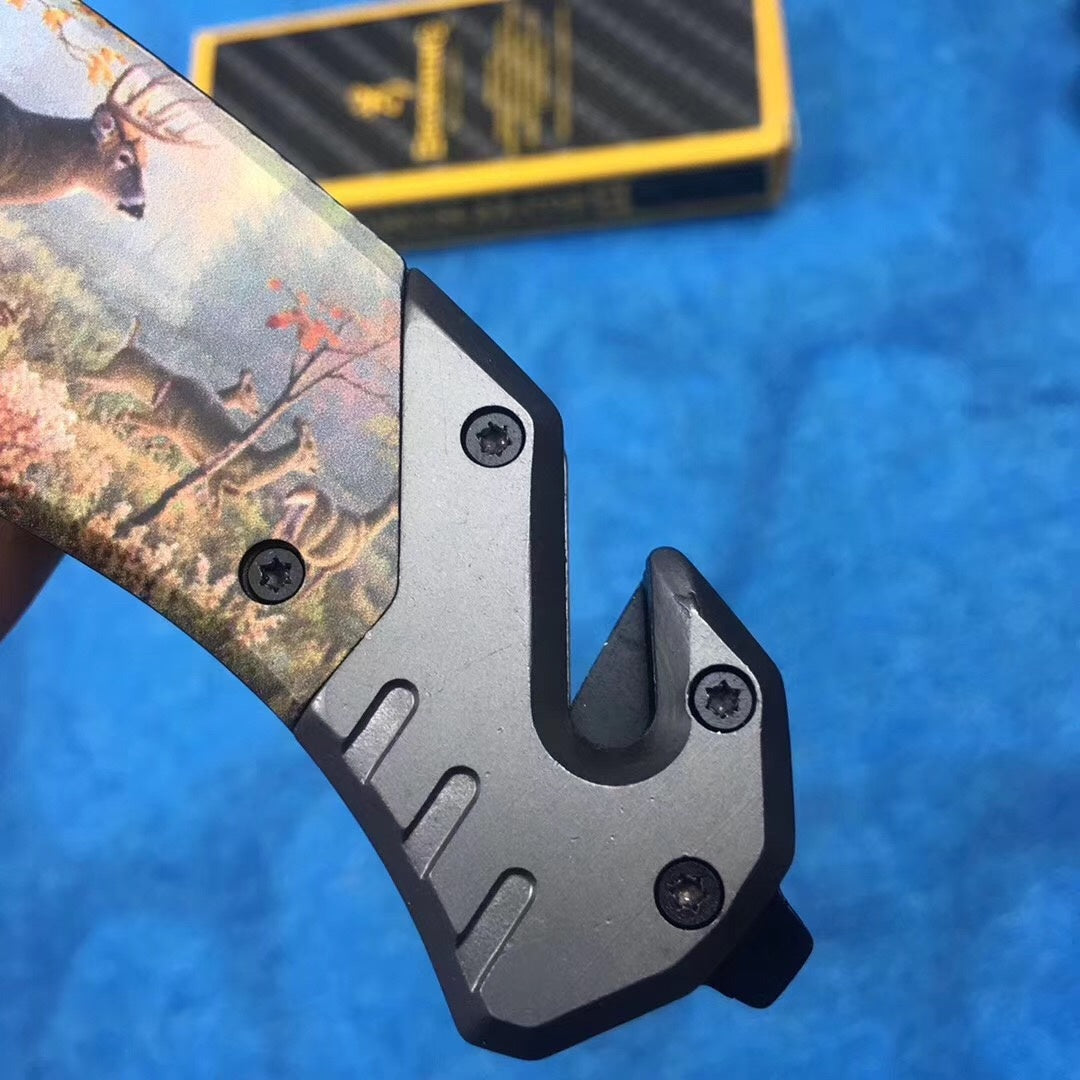 Browning Sports outdoor folding knife G10 handle fruit knife 440C knife gift knife survival tactical handle 3D printed pattern