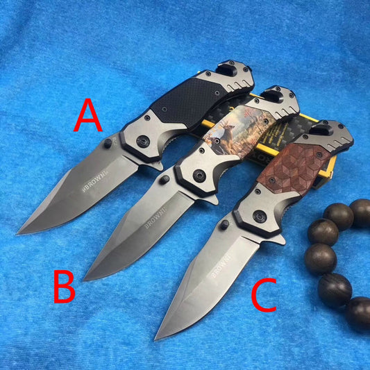 Browning Sports outdoor folding knife G10 handle fruit knife 440C knife gift knife survival tactical handle 3D printed pattern