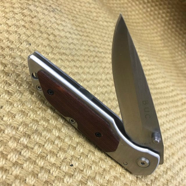 BUCK Outdoor multifunctional folding knife portable 7Cr17Mov blade key chain tactical rescue lifesaver tool steel + rosewood handle