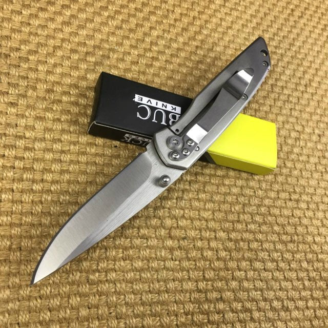 BUCK Outdoor multifunctional folding knife portable 7Cr17Mov blade key chain tactical rescue lifesaver tool steel + rosewood handle