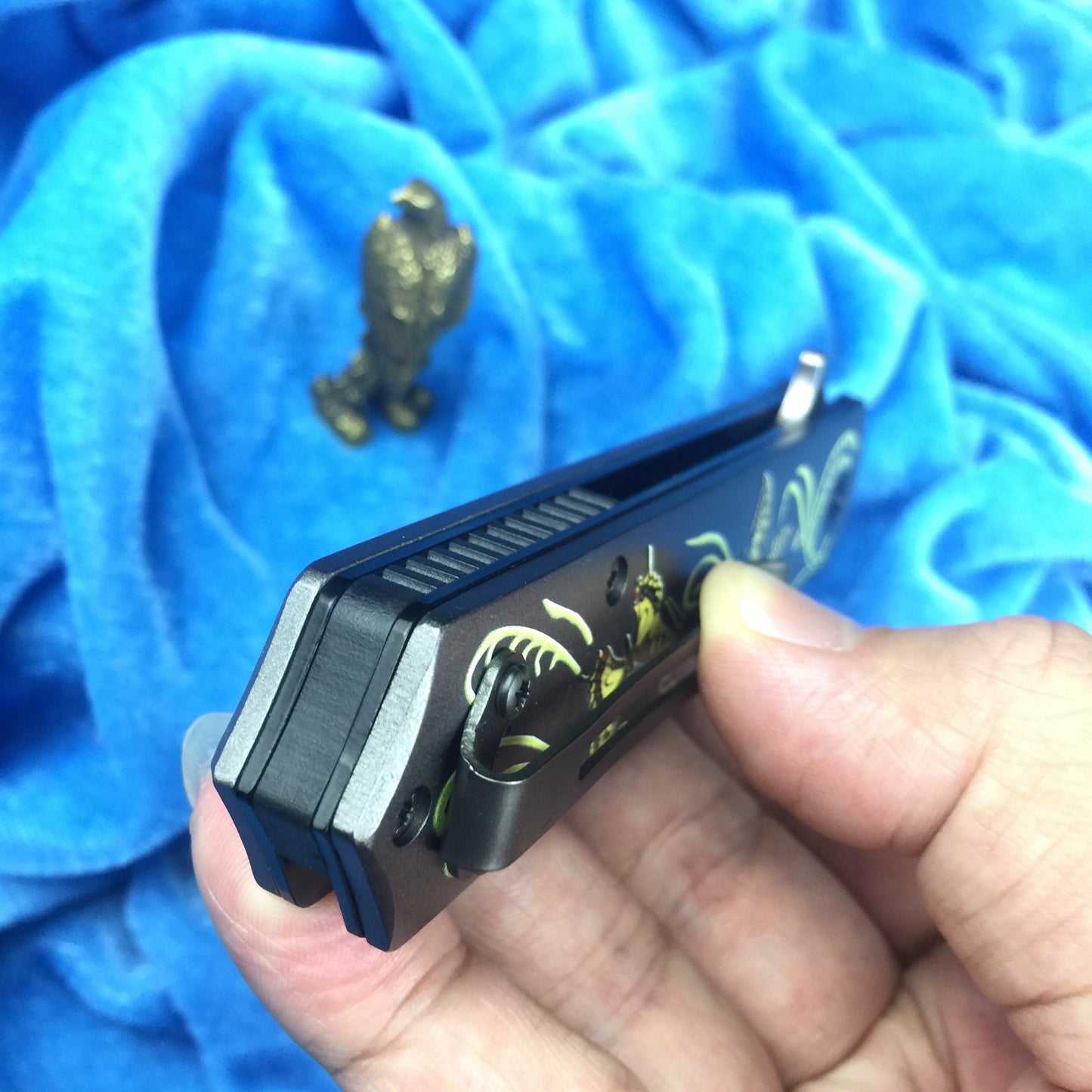 The latest mini camping 3D printed pattern handle + knife face, survival knife 440C multifunctional outdoor tactical rescue tool folding hunting