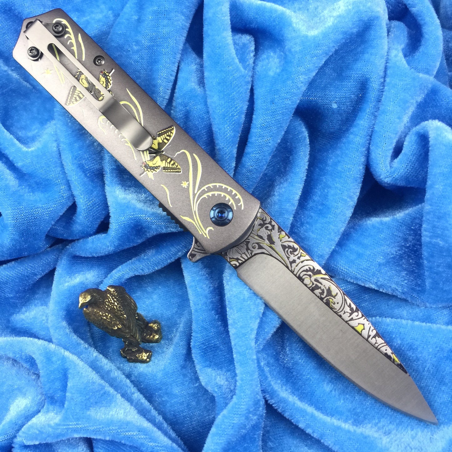 The latest mini camping 3D printed pattern handle + knife face, survival knife 440C multifunctional outdoor tactical rescue tool folding hunting