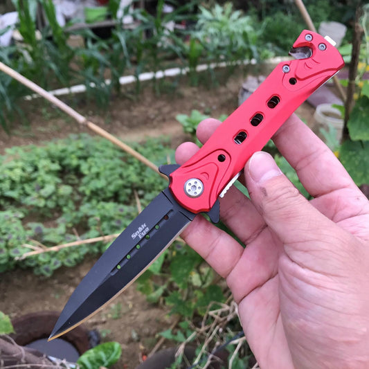 8-inch 440 stainless steel blade with all-aluminum handle survival knife for outdoor tactical rescue tool folding hunt