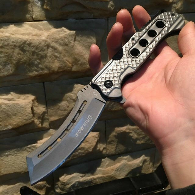 Browning Tactical spring assisted folding knife 3Cr13Mov force hunting camping survival knife EDC rescue tool color titanium steel handle