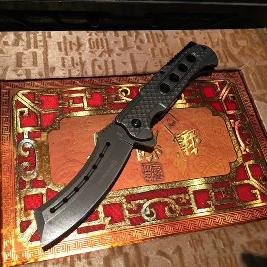 Browning Tactical spring assisted folding knife 3Cr13Mov force hunting camping survival knife EDC rescue tool color titanium steel handle