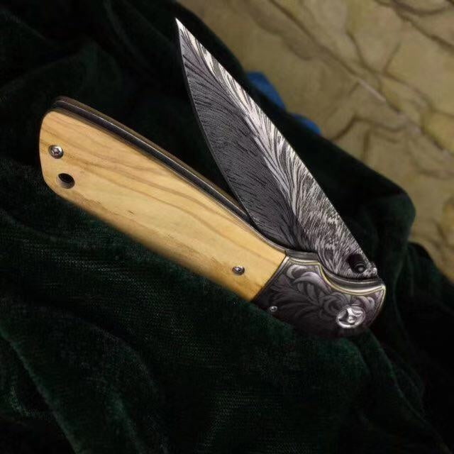 Outdoor survival essential camping knife, 57HRC folding knife, 3D printed color pattern camping knife tool