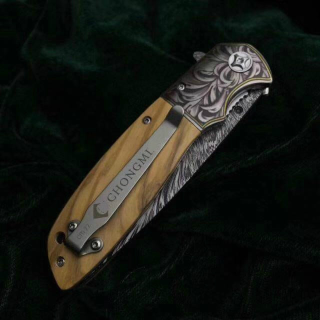 Outdoor survival essential camping knife, 57HRC folding knife, 3D printed color pattern camping knife tool