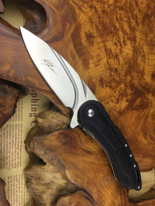 Todd Outdoor pocket knife camping knife 9CR18MOV survival knife multifunctional outdoor tactical rescue tool folding hunting steel sheet + non-slip G10 handle