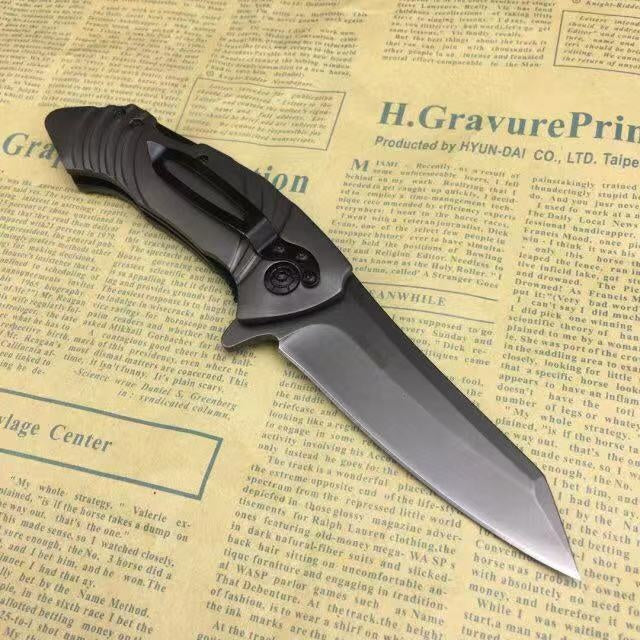 Strider Multifunctional outdoor tactical rescue tool, automatic folding hunting knife 5Cr15Mov blade camping equipment all steel handle