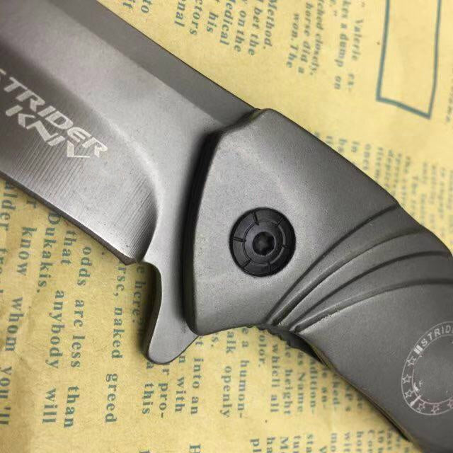 Strider Multifunctional outdoor tactical rescue tool, automatic folding hunting knife 5Cr15Mov blade camping equipment all steel handle