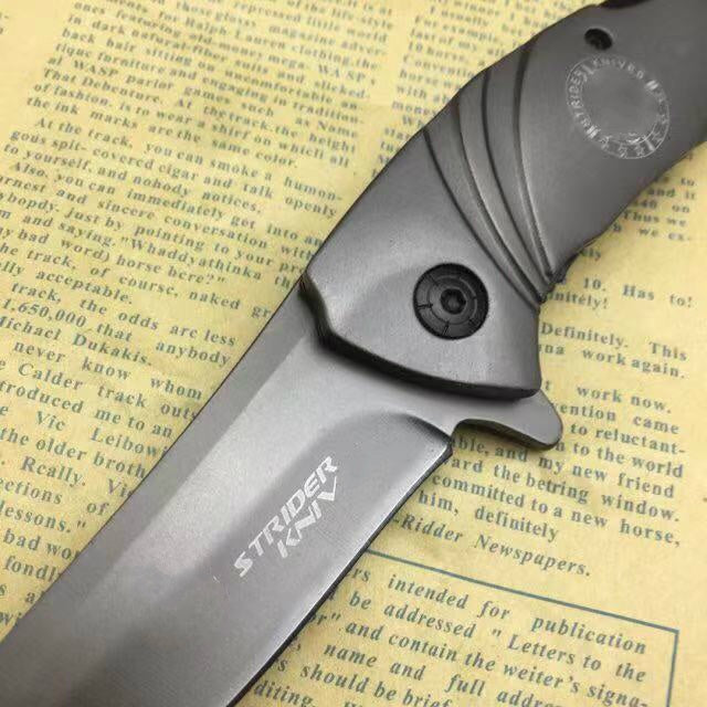 Strider Multifunctional outdoor tactical rescue tool, automatic folding hunting knife 5Cr15Mov blade camping equipment all steel handle