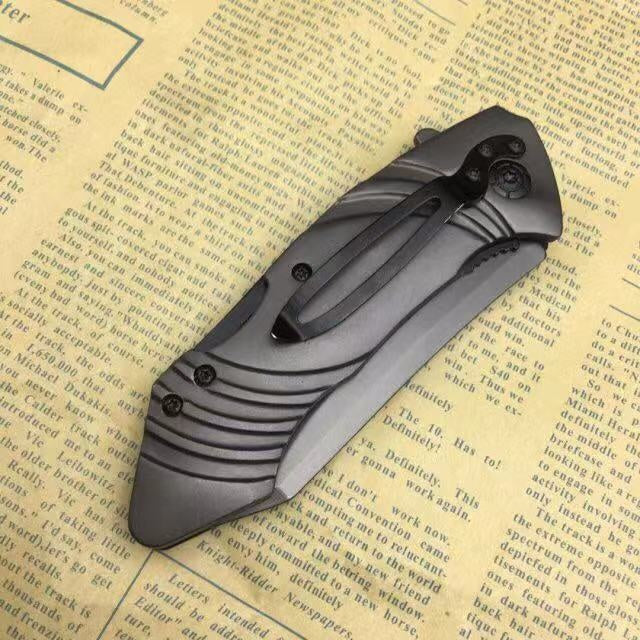 Strider Multifunctional outdoor tactical rescue tool, automatic folding hunting knife 5Cr15Mov blade camping equipment all steel handle