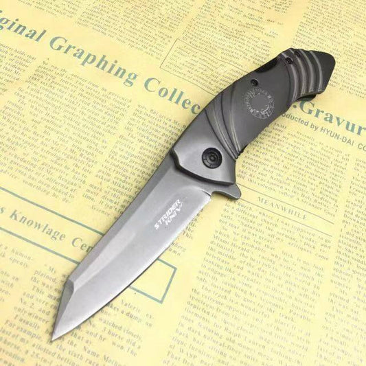 Strider Multifunctional outdoor tactical rescue tool, automatic folding hunting knife 5Cr15Mov blade camping equipment all steel handle