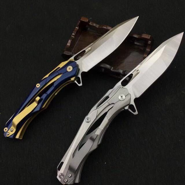 Survival mini portable folding camping tactics folding 5CR15MOV pocket ring outdoor tool hunting Edc steel handle knife holder