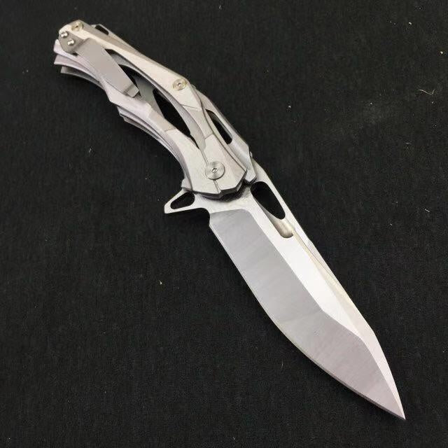 Survival mini portable folding camping tactics folding 5CR15MOV pocket ring outdoor tool hunting Edc steel handle knife holder