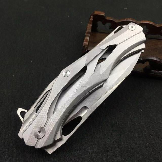 Survival mini portable folding camping tactics folding 5CR15MOV pocket ring outdoor tool hunting Edc steel handle knife holder