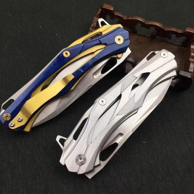 Survival mini portable folding camping tactics folding 5CR15MOV pocket ring outdoor tool hunting Edc steel handle knife holder