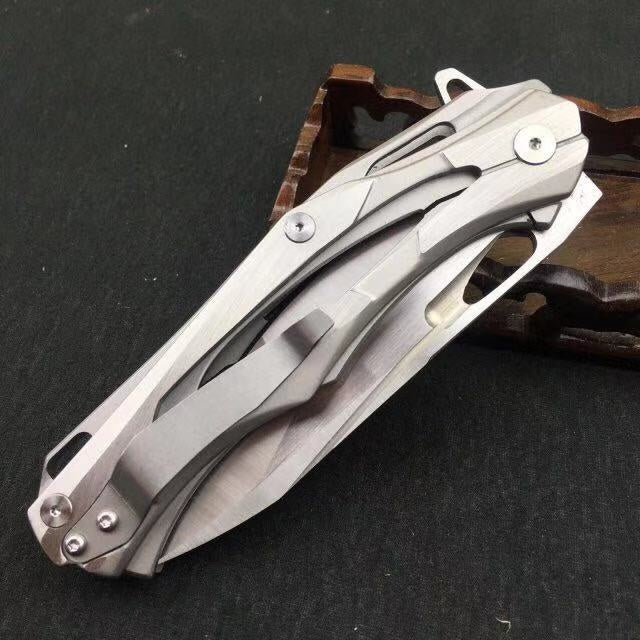 Survival mini portable folding camping tactics folding 5CR15MOV pocket ring outdoor tool hunting Edc steel handle knife holder