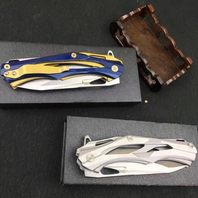 Survival mini portable folding camping tactics folding 5CR15MOV pocket ring outdoor tool hunting Edc steel handle knife holder