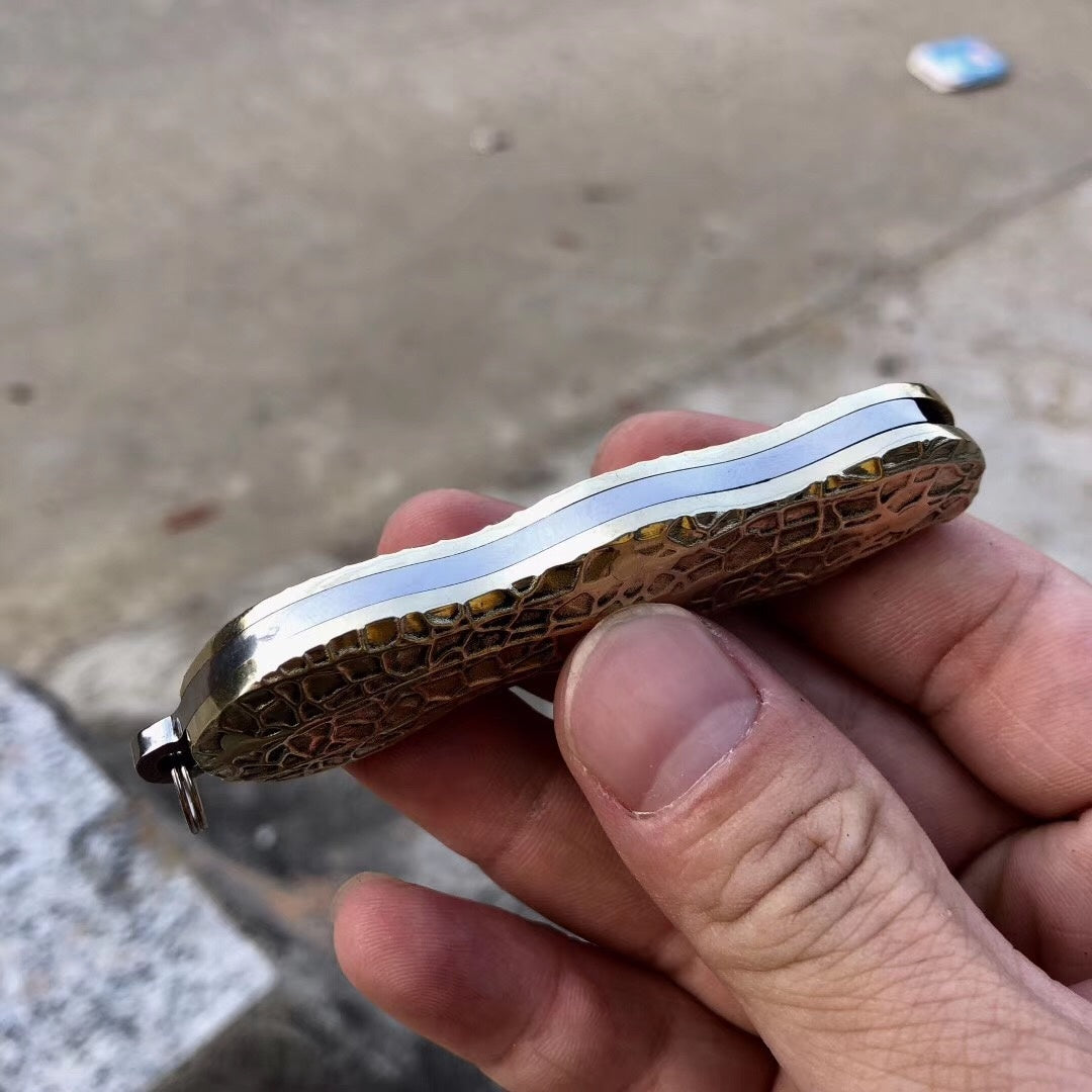 Mini peanut shape folding knife Damascus VG10 pocket knife key chain multi-function gift knife