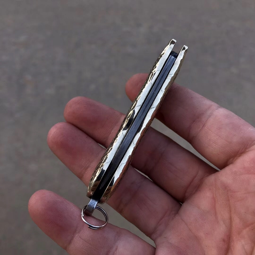 Mini peanut shape folding knife Damascus VG10 pocket knife key chain multi-function gift knife