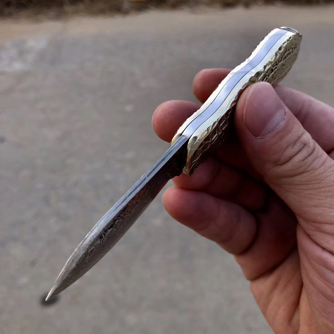 Mini peanut shape folding knife Damascus VG10 pocket knife key chain multi-function gift knife