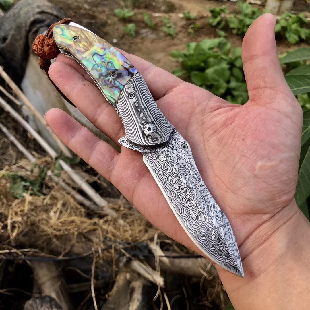 Outdoor camping Damascus VG10 folding knife tactical collector ninja knife folding pocket knife adventure and EDC tools