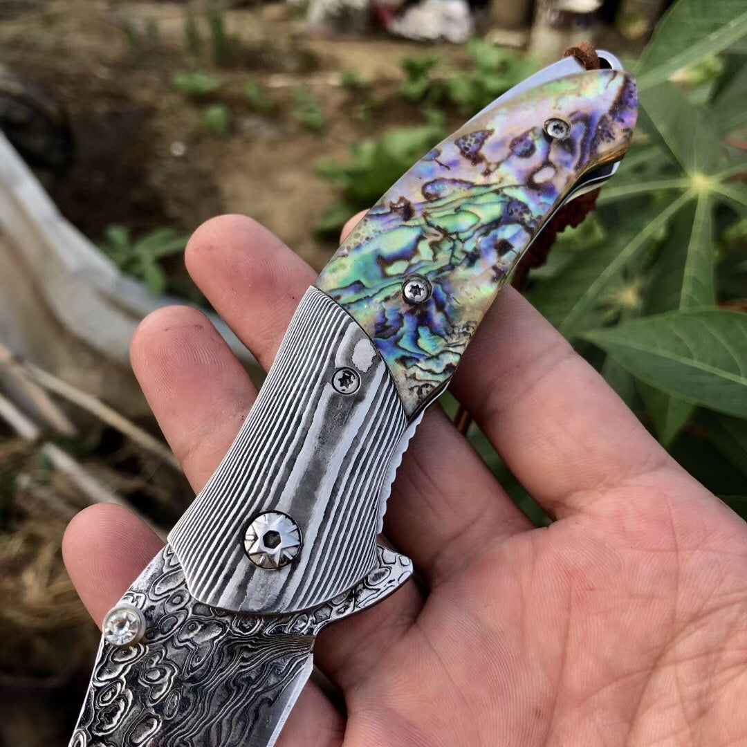Outdoor camping Damascus VG10 folding knife tactical collector ninja knife folding pocket knife adventure and EDC tools