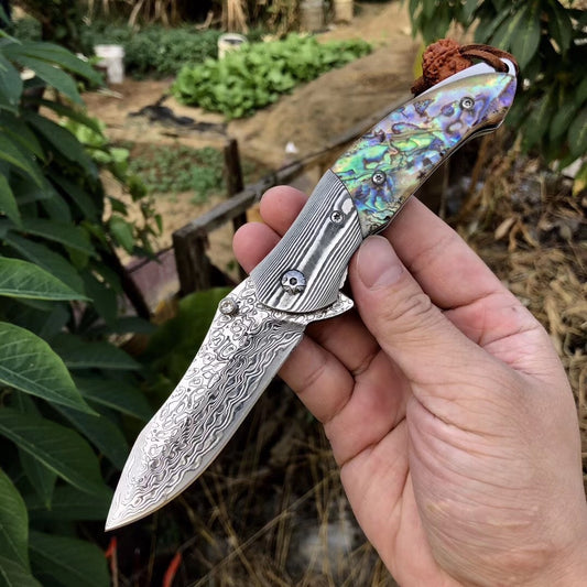 Outdoor camping Damascus VG10 folding knife tactical collector ninja knife folding pocket knife adventure and EDC tools