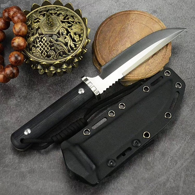 Tactical knife field forces diving hunting knife survival rescue fixed blade edge serrated straight knife stainless steel combat camping portable EDC tool