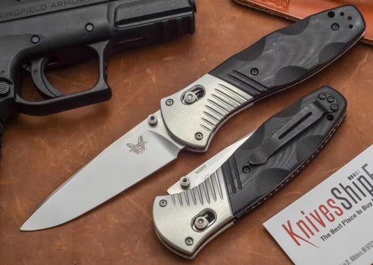 BENCHMADE Outdoor multi-function self-defense knife stone washing gb-d2 steel tactical folding knife G10 handle camping survival knife outdoor climbing tool