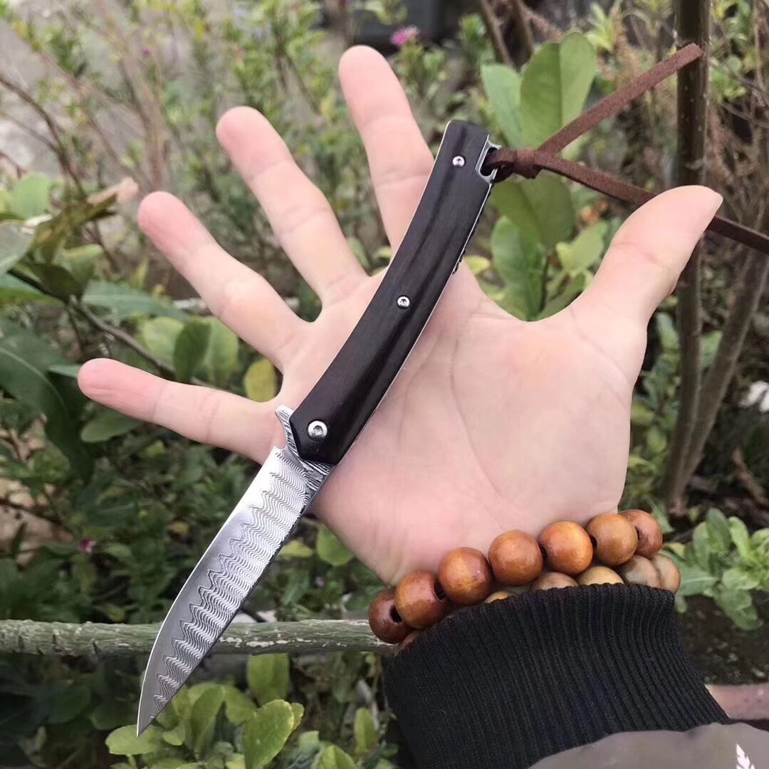 Imported VG10 forged Damascus steel outdoor hunting knife fishing knife pocket knife and folding knife red sandalwood handle folding knife
