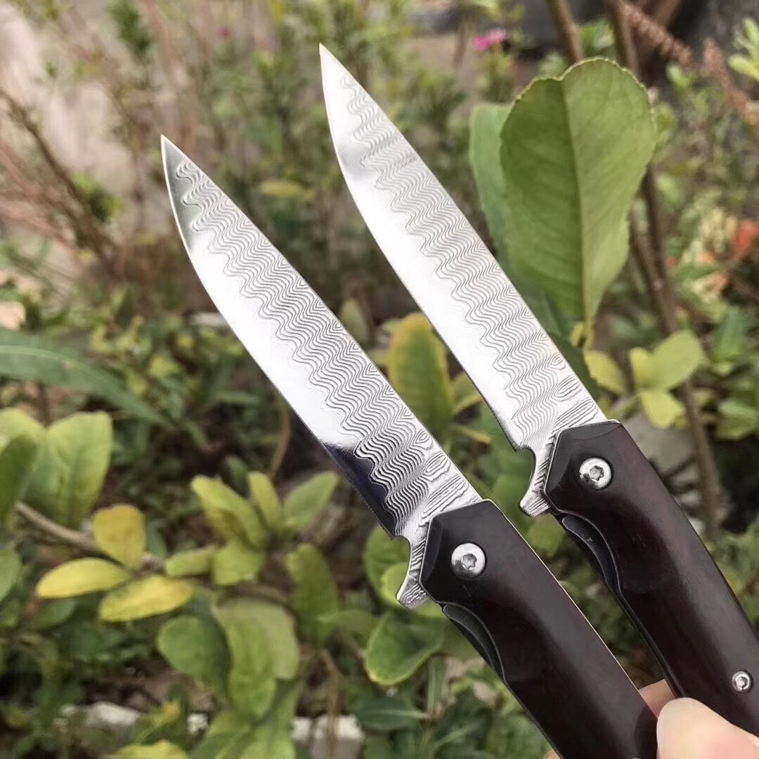 Imported VG10 forged Damascus steel outdoor hunting knife fishing knife pocket knife and folding knife red sandalwood handle folding knife