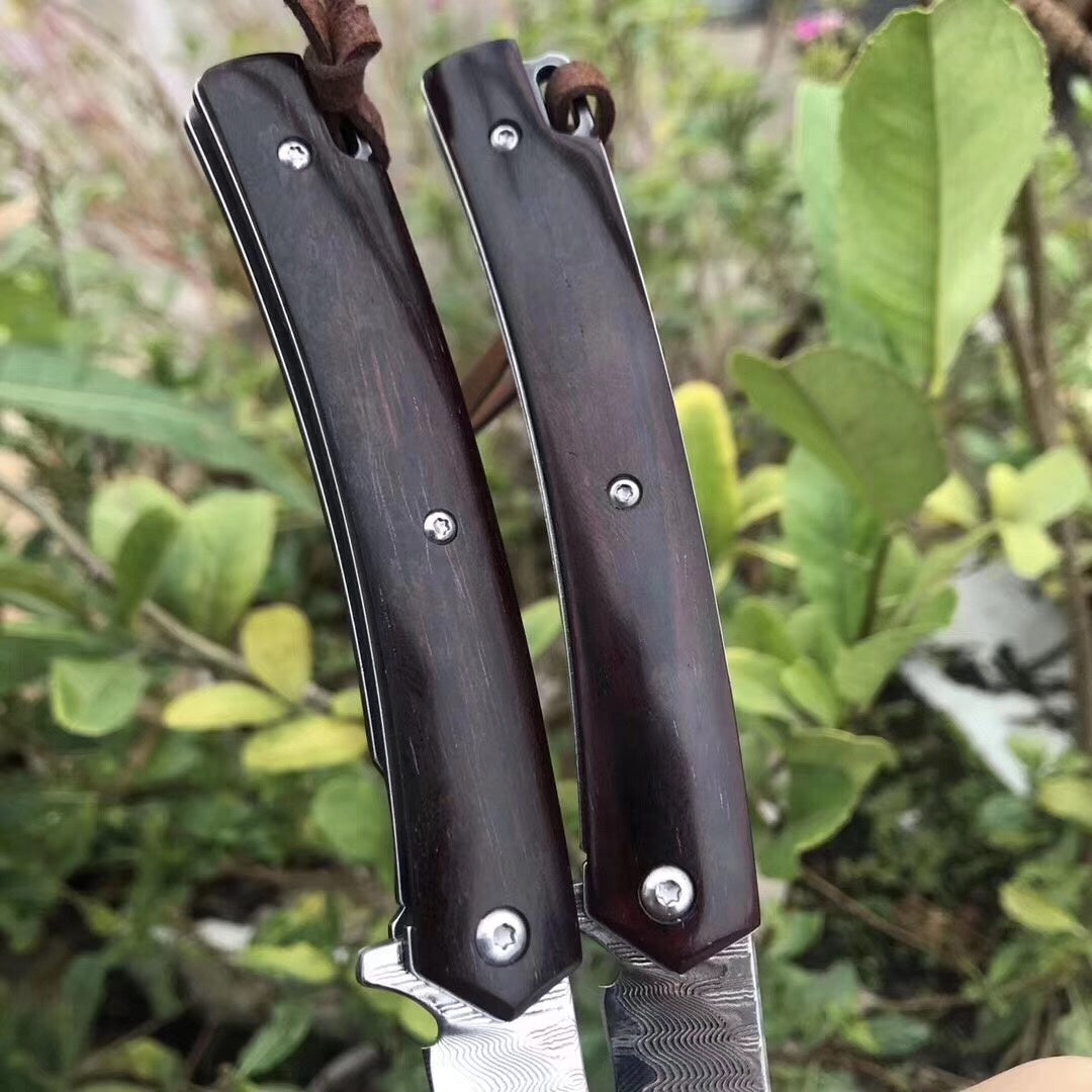 Imported VG10 forged Damascus steel outdoor hunting knife fishing knife pocket knife and folding knife red sandalwood handle folding knife