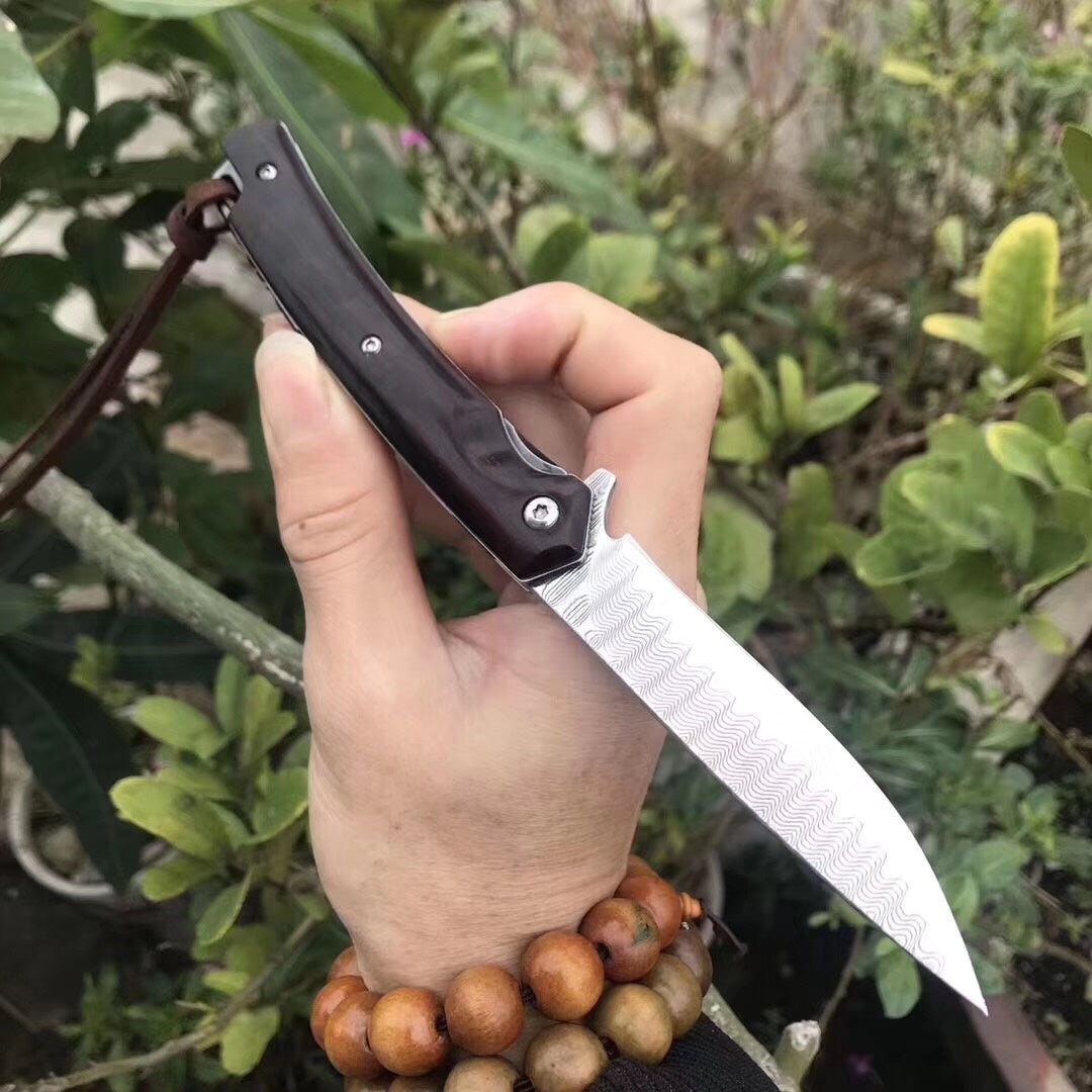 Imported VG10 forged Damascus steel outdoor hunting knife fishing knife pocket knife and folding knife red sandalwood handle folding knife