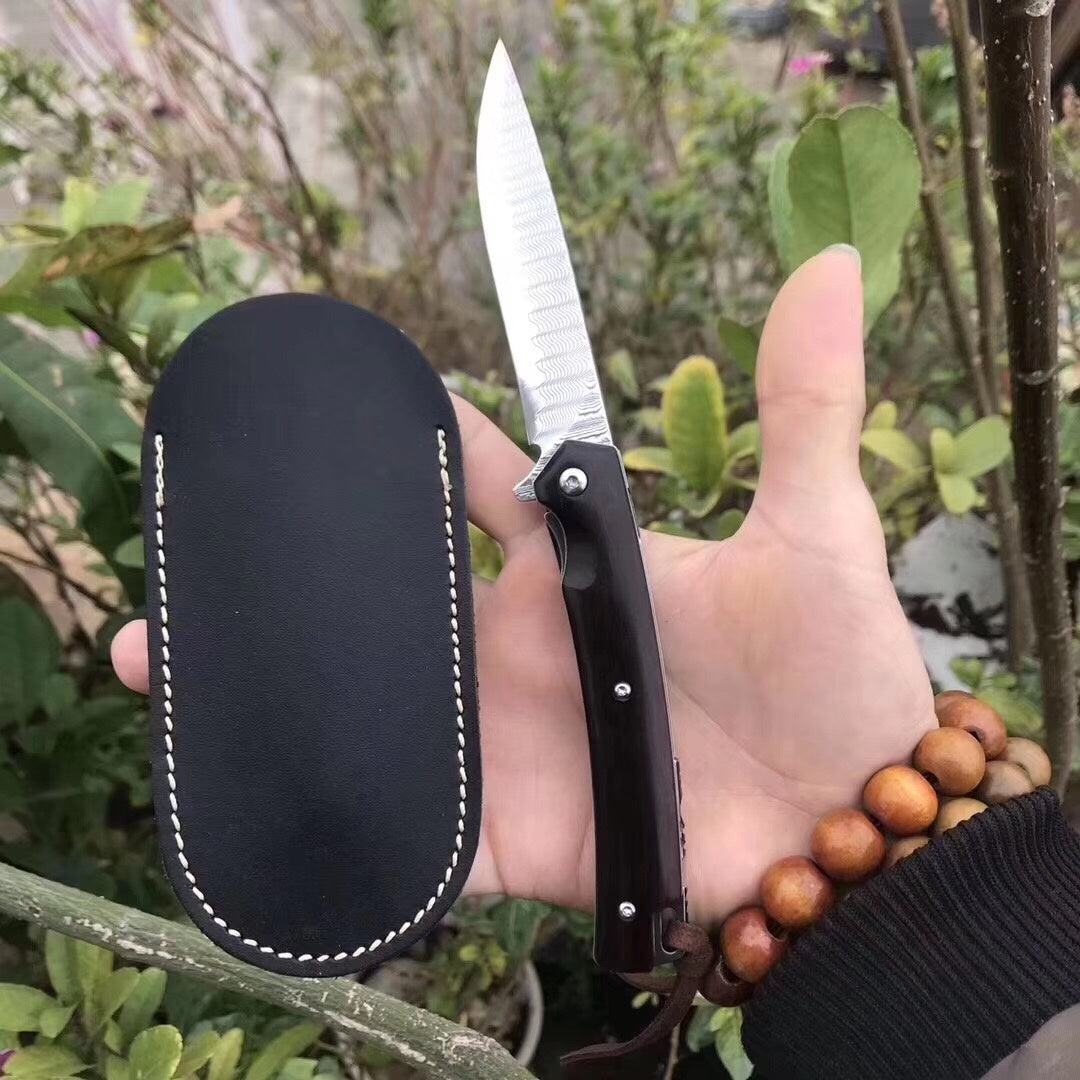 Imported VG10 forged Damascus steel outdoor hunting knife fishing knife pocket knife and folding knife red sandalwood handle folding knife