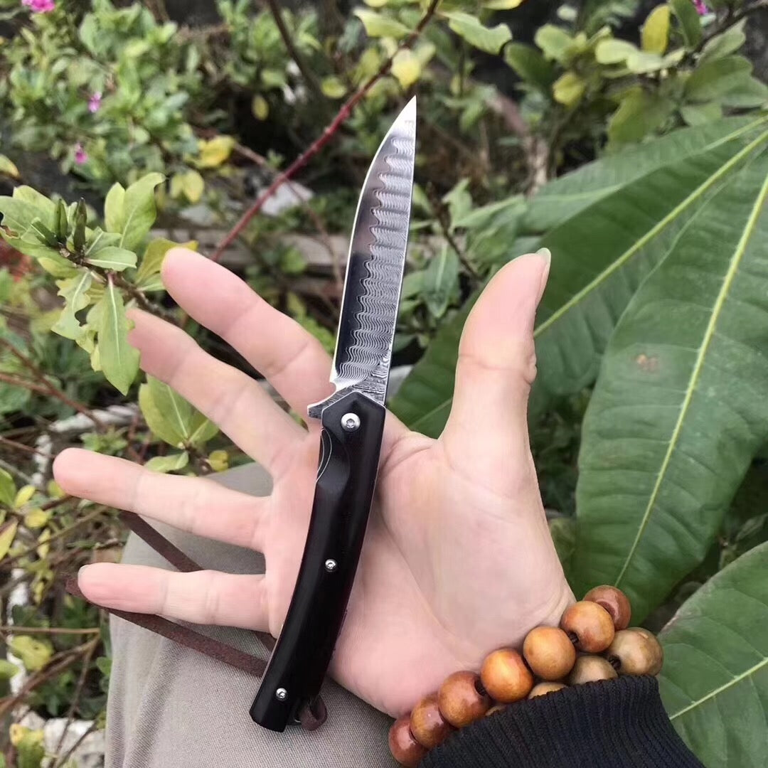 Imported VG10 forged Damascus steel outdoor hunting knife fishing knife pocket knife and folding knife red sandalwood handle folding knife