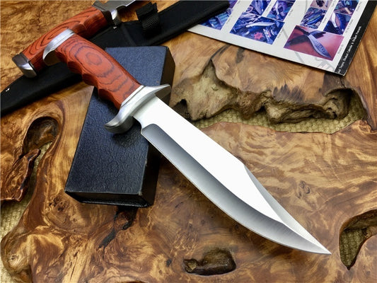 12.4 Inch Survival Fixed Blade Hunting Knives 5cr13 Blade Wood Handle Outdoor Tactical Straight Knife Jungle Camping Tools