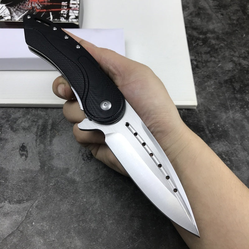 Outdoor camping folding knife 9 cr18mov survival knife, tactical spring knife, steel lock bearing rolling AIDS, adventure and EDC tools